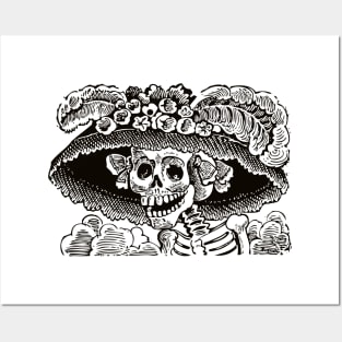 Calavera Catrina | Dia De Los Muertos | Day of the Dead | Skulls | Skeletons | Sugar Skulls | Black | Posters and Art